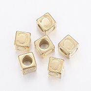 304 Stainless Steel Large Hole Letter European Beads, Horizontal Hole, Cube with Letter.C, Golden, 8x8x8mm, Hole: 5mm(X-STAS-H428-01G-C)