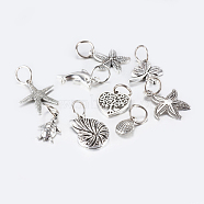 Tibetan Style Alloy Pendants, Mixed Shapes, Antique Silver, 13~24x9.5~23x1.5~3.5mm, Hole: 7.5mm(PALLOY-F199-20AS)