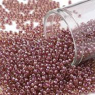 TOHO Round Seed Beads, Japanese Seed Beads, (960) Inside Color Amber/Mauve Lined, 11/0, 2.2mm, Hole: 0.8mm, about 5555pcs/50g(SEED-XTR11-0960)