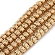 Electroplated Natural Lava Rock Beads Strands, Disc, Heishi Beads, Light Gold Plated, 4x3mm, Hole: 1mm, about 127pcs/strand, 15.75 inoch(40cm)(G-L606-C02-01C)