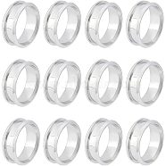 12Pcs Stainless Steel Grooved Finger Ring Settings, Ring Core Blank, for Inlay Ring Jewelry Making, Stainless Steel Color, US Size 9(18.9mm)(STAS-UN0038-94B)