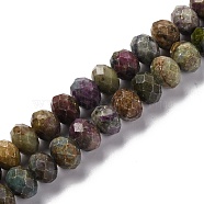 Natural Ruby in Zoisite Beads Strands, Faceted, Rondelle, 10x7~7.5mm, Hole: 1mm, about 51pcs/strand, 15.16''(38.5cm)(G-K380-A60-06)