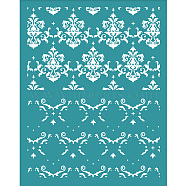 Silk Screen Printing Stencil, for Painting on Wood, DIY Decoration T-Shirt Fabric, Turquoise, Flower, 127x100mm(DIY-WH0586-0004)