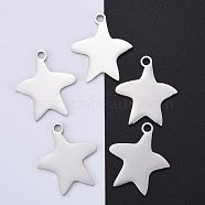 304 Stainless Steel Pendants, Manual Polishing, Stamping Blank Tag, Starfish, Stainless Steel Color, 29x25x1.8mm, Hole: 2.3mm(STAS-I140-13S)