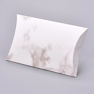 Paper Pillow Boxes, Gift Candy Packing Box, Marble Texture Pattern, White, Box: 12.5x7.6x1.9cm, Unfold: 14.5x7.9x0.1cm(CON-L020-03A)