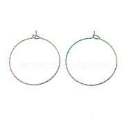 Rainbow Color Ion Plating(IP) 316 Surgical Stainless Steel Hoop Earrings Findings, Wine Glass Charms Rings, 34x30mm, Pin: 0.6mm(STAS-D183-02M-03)