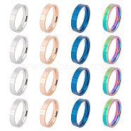 16Pcs 4 Colors 201 Stainless Steel Plain Band Ring for Women, Mixed Color, US Size 7(17.3mm), 4Pcs/color(RJEW-UN0002-42)