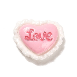 Opaque Resin Decoden Cabochons, Pink, Heart, 14.5x17x7mm(CRES-P032-A07)