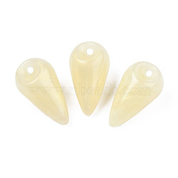 Opaque Acrylic Pendants, Two Tone Color, with Glitter Powder, Teardrop, Lemon Chiffon, 25x14mm, Hole: 1.8mm, about 239pcs/500g(MACR-N009-015E)