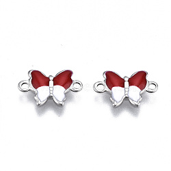 304 Stainless Steel Enamel Links Connectors, Nickel Free, Butterfly, Stainless Steel Color, Dark Red, 6.5x10x1mm, Hole: 1mm(STAS-q241-011C-NF)