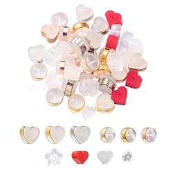 40Pcs Silicone & Resin Ear Nuts, Earring Backs, with Brass Findings, Heart & Star & Round, Mixed Color, 40pcs/box(SIL-ZZ0001-01)