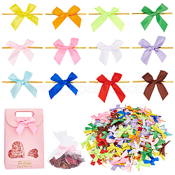 Elite 192Pcs 12 Colors Polyester Packaging Ribbon Bows, Gift Pull Bows, with Iron Wire Twist Ties, for DIY Gift Wrap Decoration, Wedding Candy Party Decoration, Mixed Color, 80mm, 16pcs/color(DIY-PH0013-56)