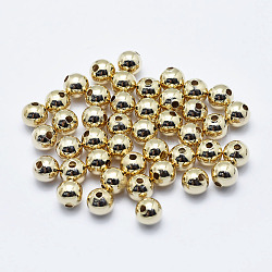 Brass Beads, Long-Lasting Plated, Nickel Free, Round, Real 18K Gold Plated, 5mm, Hole: 1.2mm, about 390pcs/bag(KK-G331-52G-5mm-NF)