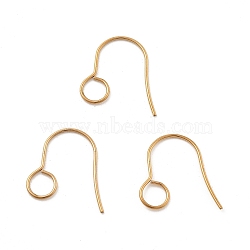 316 Stainless Steel Hypoallergenic French Earring Hooks, Flat Earring Hooks, Ear Wire, with Horizontal Loop, Real 18K Gold Plated, 18mm, Hole: 4.6mm, 20 Gauge, Pin: 0.7mm(JX137B-G)