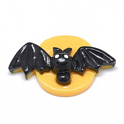 Resin Cabochons, Halloween Bat, Black, 20.5x32x7mm(CRES-Q198-203)