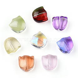 Spray Painted Transparent Glass Beads, Tulip Flower, Mixed Color, 9x9x5.5mm, Hole: 1mm(X-GLAA-T022-26)