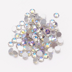 Glass Flat Back Rhinestone, Grade A, Back Plated, Faceted, Half Round, Crystal AB, 1.7~1.8mm, about 1440pcs/bag(RGLA-C002-SS5-100)