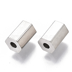 201 Stainless Steel Beads, Hexagon Prism, Stainless Steel Color, 8x6x5.5mm, Hole: 2mm(STAS-S079-167)