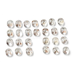 26Pcs Transparency Glass Beads, Flat Round with Alphabet A~Z, Clear, 8x7.5x6.5mm, Hole: 1.5mm(GLAA-Q001-04A)