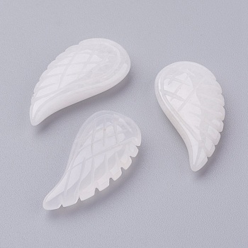 Natural White Jade Pendants, Wing, 24.5x12x5mm, Hole: 1mm