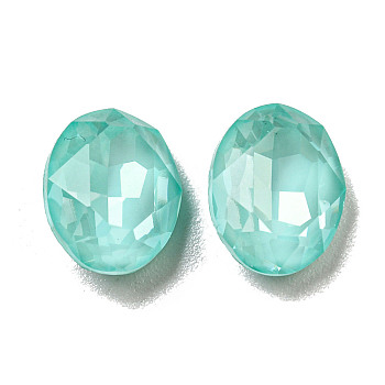 Glass Rhinestone Cabochons, Point Back & Back Plated, Faceted, Oval, Light Azore, 10x8x5mm