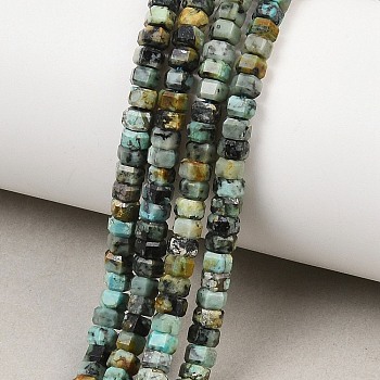 Natural African Turquoise(Jasper) Beads Strands, Faceted, Hexagon, 4x4x2~2.5mm, Hole: 0.9mm, about 156pcs/strand, 15.24''(38.7cm)