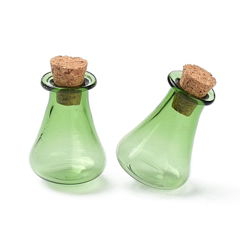 Glass Cork Bottles, Glass Empty Wishing Bottles, DIY Vials for Home Decorations, Light Green, 17x27mm
