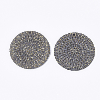 Acrylic Pendants, Imitation Woven Rattan Pattern, Flat Round, Slate Gray, 47x5mm, Hole: 2mm