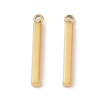 Ion Plating(IP) 304 Stainless Steel Pendants, Cuboid/Bar Charm, Real 18K Gold Plated, 17.5x2.5x2mm, Hole: 1.4mm