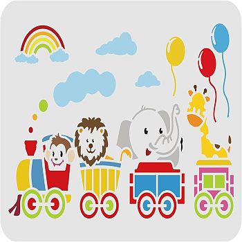 Large Plastic Reusable Drawing Painting Stencils Templates, for Painting on Scrapbook Fabric Tiles Floor Furniture Wood, Rectangle, Amusement Park, 297x210mm