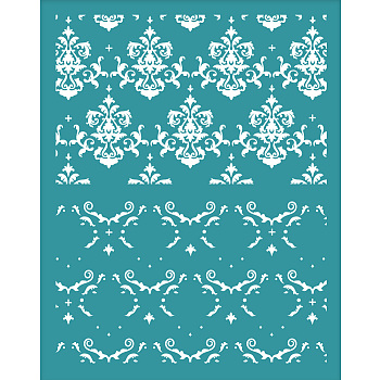 Silk Screen Printing Stencil, for Painting on Wood, DIY Decoration T-Shirt Fabric, Turquoise, Flower, 127x100mm