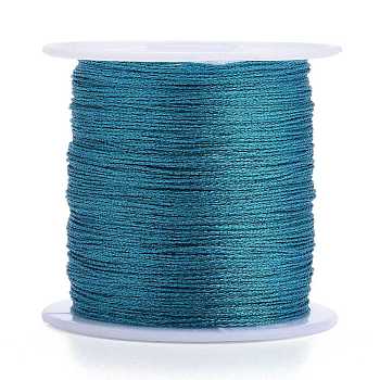 Polyester Braided Metallic Thread, for DIY Braided Bracelets Making and Embroidery, Dark Turquoise, 0.4mm, 6-Ply, about 54.68 yards(50m)/roll