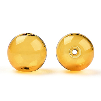Transparent Blow High Borosilicate Glass Globe Beads, Round, for DIY Wish Bottle Pendant Glass Beads, Goldenrod, 18x17mm, Hole: 2mm