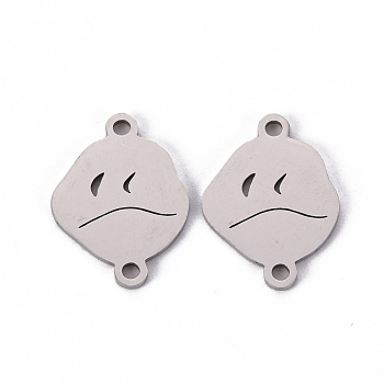 201 Stainless Steel Link Connectors, Laser Cut, Stainless Steel Color, 17x12.5x1mm, Hole: 1.4mm