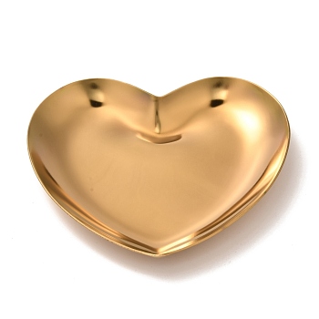 Heart 430 Stainless Steel Jewelry Display Plate, Cosmetics Organizer Storage Tray, Golden, 85x91.5x10mm