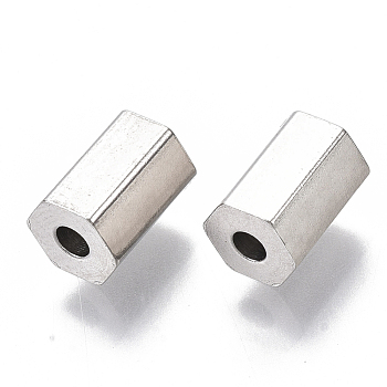 201 Stainless Steel Beads, Hexagon Prism, Stainless Steel Color, 8x6x5.5mm, Hole: 2mm