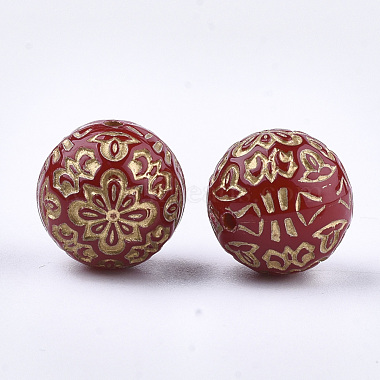 14mm Red Round Acrylic Beads