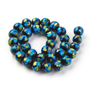12mm DodgerBlue Round Silver Foil Beads