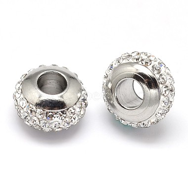 10mm Clear Rondelle Polymer Clay+Glass Rhinestone Beads