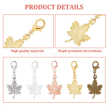 20pcs Maple Leaf Alloy Pendants Decorations Set(HJEW-AR0001-10)-4