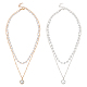 2Pcs 2 Colors Plastic Imitation Pearl Pendants Double Layer Necklaces Set(NJEW-AN0001-11)-1