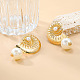 Shell Shape Alloy Plastic Imitation Pearl Dangle Stud Earrings(FS-WG9D949-01)-2