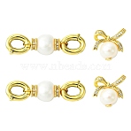 2Pcs Brass Pendants, with Natural Pearl & Cubic Zirconia, 2Pcs Brass Pave Clear Cubic Zirconia Twister Clasps, Real 18K Gold Plated, 17.5x15.5x9mm, Hole: 5.5x2mm(KK-CJ0002-72)