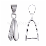 Brass Ice Pick Pinch Bails, Pendant Bails, Cadmium Free & Nickel Free & Lead Free, Platinum, 19x7x4mm, Hole: 3.5x6.5mm(KK-D318-P-NR)