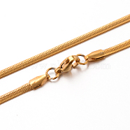 304 Stainless Steel Herringbone Chain Necklaces, Golden, 17.7 inch(45cm), 2.6x1mm(X-STAS-M174-015G-03)