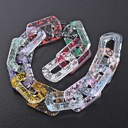 Transparent Acrylic Linking Rings, Quick Link Connectors, for Cable Chains Making, Twist Oval, Mixed Color, 30.5x20.5x4mm, Inner Diameter: 8x18mm(OACR-N009-017A)