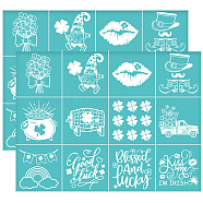 Self-Adhesive Silk Screen Printing Stencil, for Painting on Wood, DIY Decoration T-Shirt Fabric, Turquoise, Mixed Shapes, 280x220mm(DIY-WH0338-207)