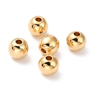 Brass Beads, Long-Lasting Plated, Round, Real 24K Gold Plated, 6mm, Hole: 1mm(KK-H759-24A-G)
