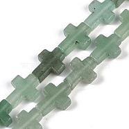 Natural Green Aventurine Beads Strands, Cross, 15x11.5x4.5mm, Hole: 0.7mm, about 25pcs/strand, 15.75''(40cm)(G-I369-A06-02)