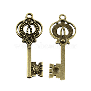 Tibetan Style Alloy Pendants, Cadmium Free & Nickel Free & Lead Free, Skeleton key, Antique Bronze, 42x16x2mm, Hole: 2.5mm(TIBEP-A25043-AB-FF)